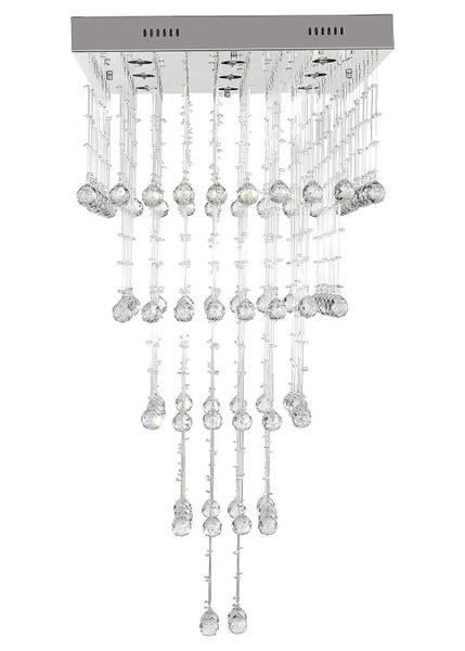 Imagem de Lustre Plafon Cascata Cristal Quadrado 9GU10 120cm Ideal Para Pé Direito