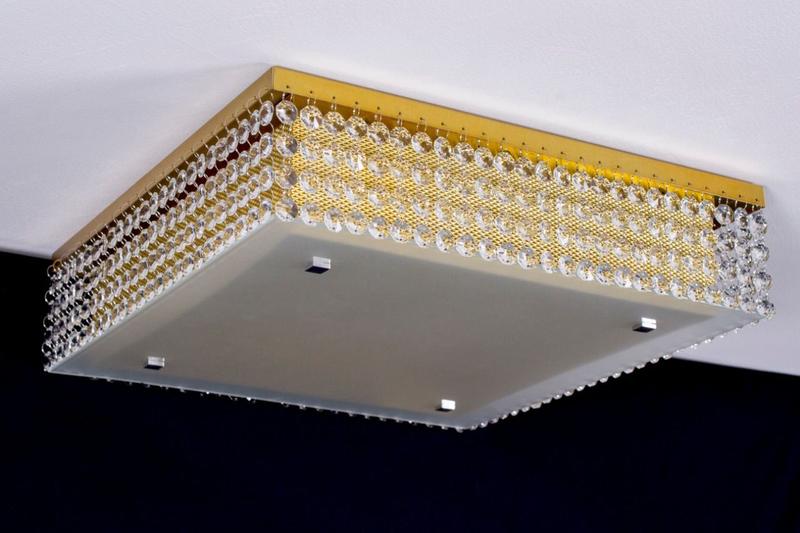 Imagem de Lustre Plafon Cristal Egípcio 40cm Quadrado Dourado 400/40