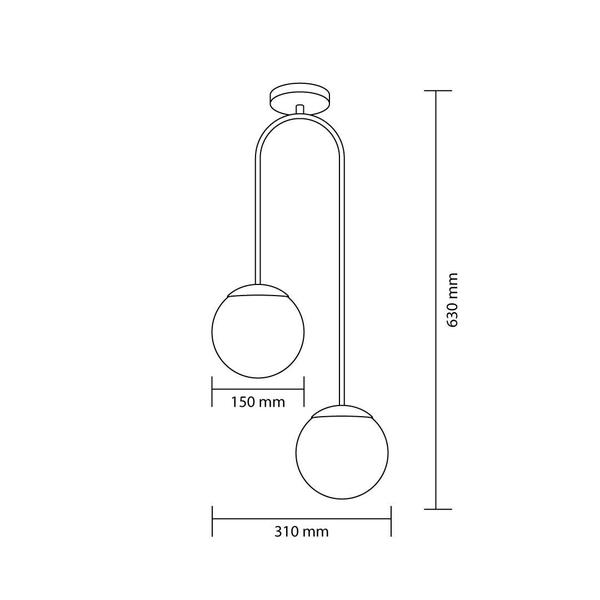 Imagem de Lustre Plafon Flórida 02 Lâmpadas E27  Alumínio e Vidro Moderno