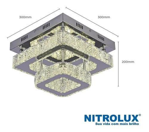 Imagem de Lustre Plafon Led Cristal Legítimo Quadrado Duplo 3em1