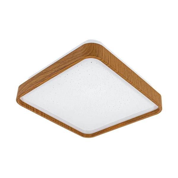 Imagem de Lustre Plafon LED Timber 24W 40x40 Céu Estrelado Amadeirado Branco Quente 3000K Bivolt