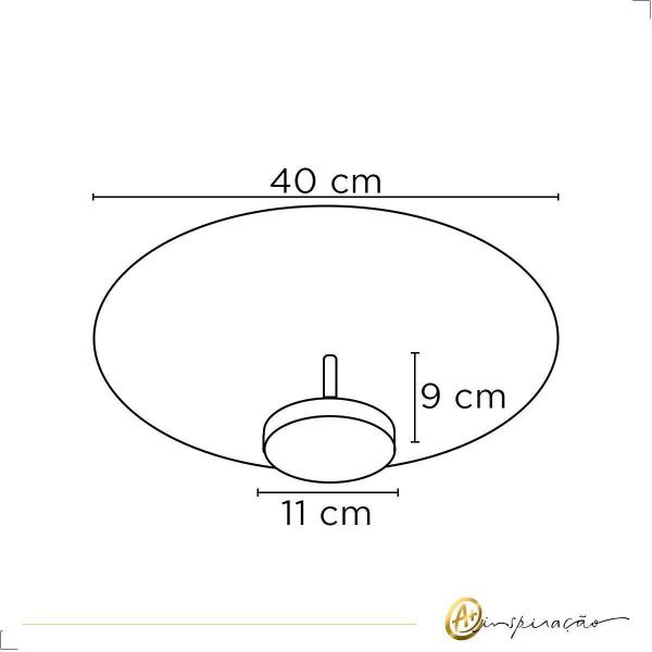 Imagem de Lustre Plafon Moderno Redondo 40Cm Sobrepor 23W Dourado Led