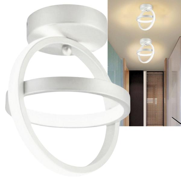 Imagem de Lustre Plafon Pendente Sobrepor Led Redondo 2 Arcos Anéis Branco 28cm Para Sala Cozinha Banheiro Quarto Corredor Luz Branco Quente 3000K Bivolt