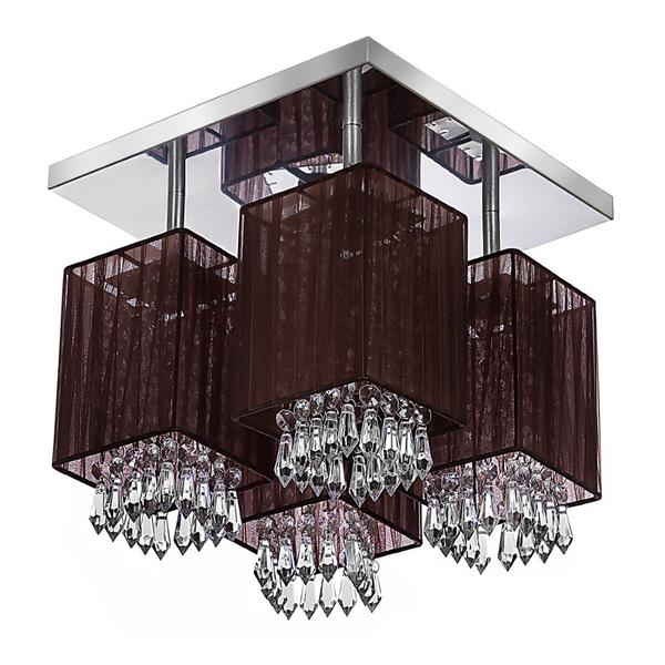 Imagem de Lustre Plafon Quadclear Organza Quadrado Marrom Maravilhoso