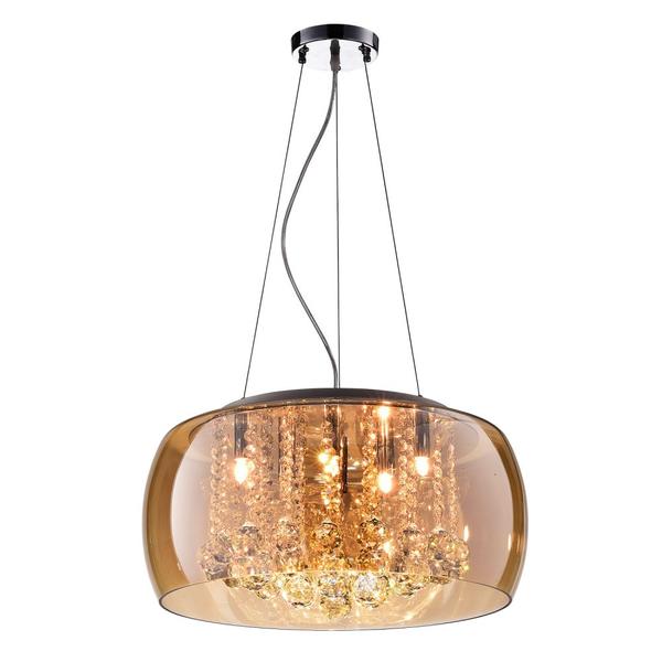 Imagem de Lustre/Plafon Soho Vidro Âmbar e Cristal Transp. 50cm - Bella Iluminação - PD001AM