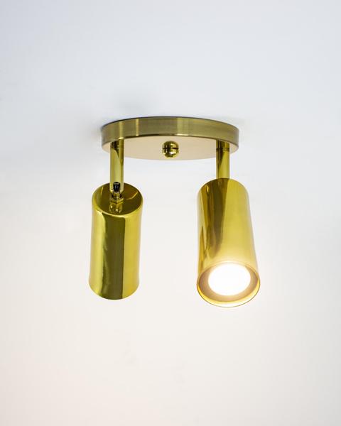 Imagem de Lustre Plafon Spot Duplo Tubo Cilindro Articulável Dourado 351