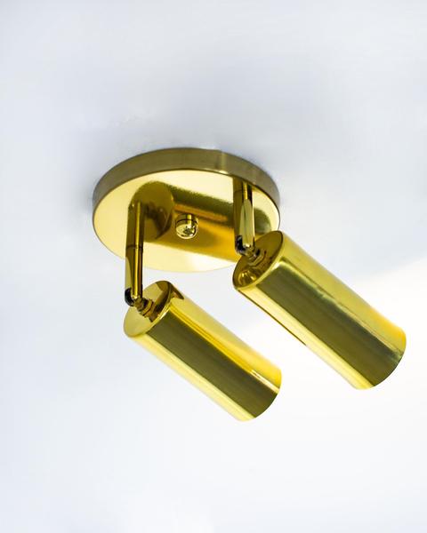 Imagem de Lustre Plafon Spot Duplo Tubo Cilindro Articulável Dourado 351