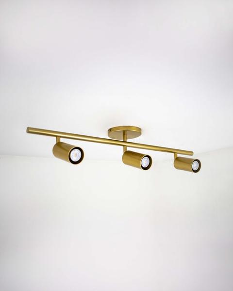 Imagem de Lustre Plafon Trilho 70cm com 3 Spots Articulável Dourado 481