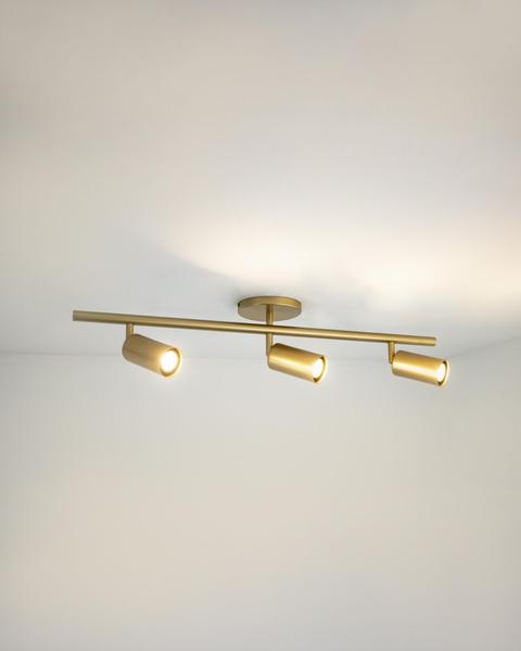 Imagem de Lustre Plafon Trilho 70cm com 3 Spots Articulável Dourado 481