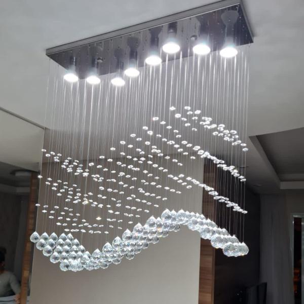 Imagem de Lustre Pra Sala de Jantar Com 70cm de Altura Todo Feito Em Cristal Legítimo K9 Alto Brilho