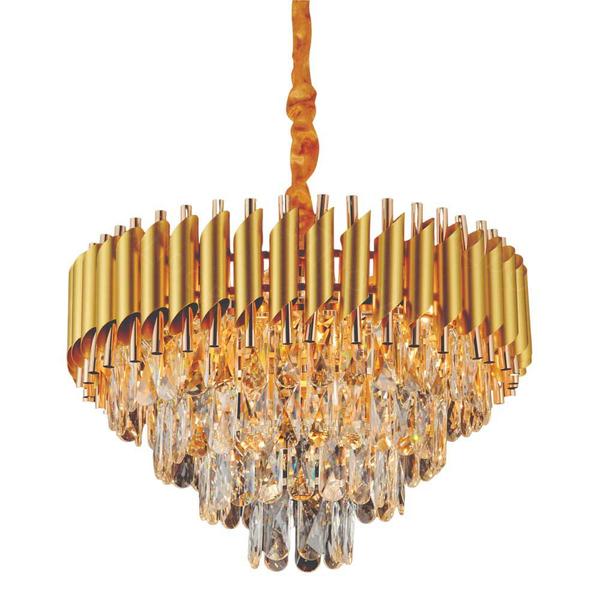 Imagem de Lustre Redondo Dourado com Cristais 6E14 50cm