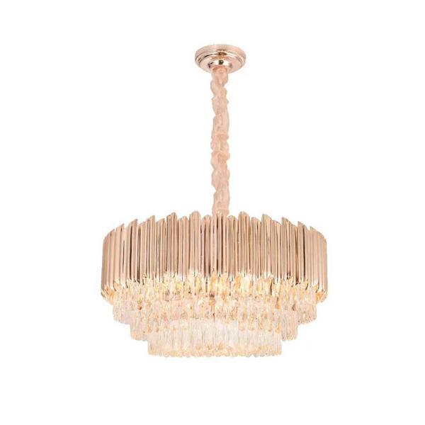 Imagem de Lustre Redondo Metal Dourado e Cristais 80cm 15E14