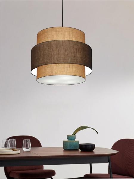 Imagem de Lustre Sala de Jantar Com Desvio Vivare Md-4398 Cúpula em Tecido 45cm