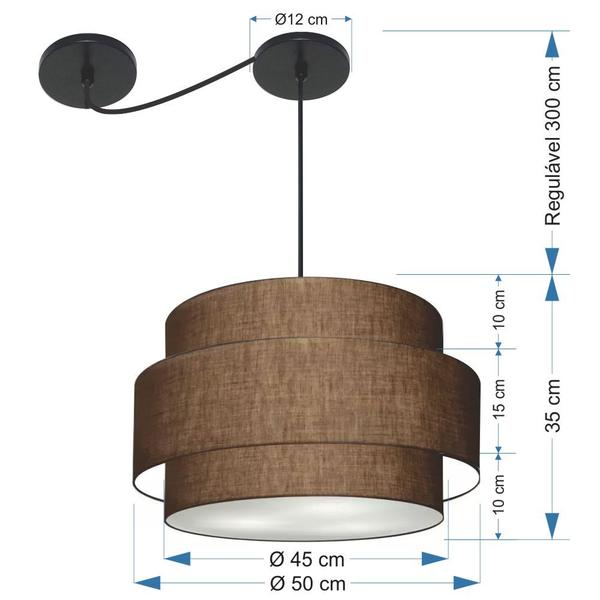 Imagem de Lustre Sala de Jantar Com Desvio Vivare Md-4399 Cúpula em Tecido 50cm