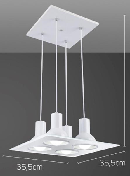 Imagem de Lustre Sala Jantar Pendente Cozinha Vidro 4 Lampadas E27