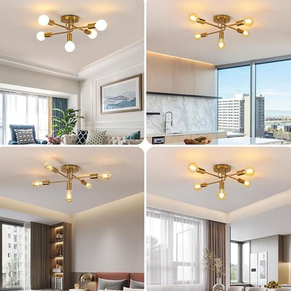 Imagem de Lustre Sputnik 5 Lampadas E27 Luminaria Aranha Assimetrico Decoraçao Quarto Sala Recepçao Iluminaçao Ambiente Residencial Comercial