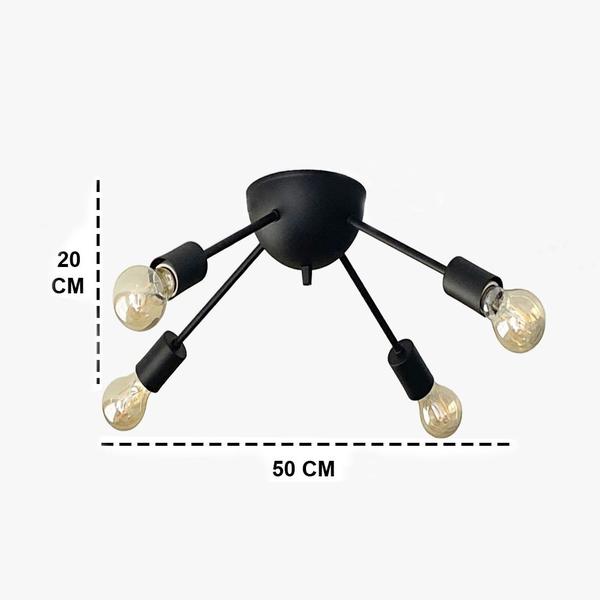 Imagem de Lustre Sputnik Aranha 4 Braços Luminária Industrial