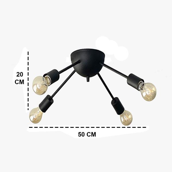 Lustre Sputnik Aranha 4 Braços Luminária Industrial - Ilustre Lar Imagem de Lustre Sputnik Aranha 4 Braços Luminária Industrial