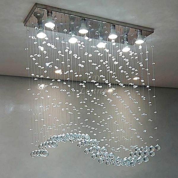 Imagem de Lustre Teto Cristal Legítimo Alto Brilho Design Moderno