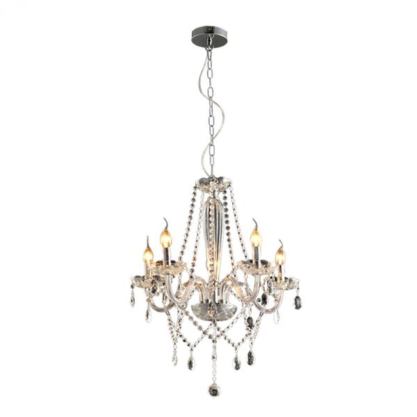 Lustre Teto Pendente Baronesa Vidro Com 5 Braços Transparente bocal E14 - Avant Imagem de Lustre Teto Pendente Baronesa Vidro Com 5 Braços Transparente bocal E14