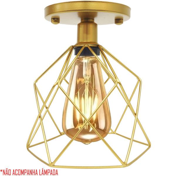 Imagem de Lustre Teto Plafon Industrial Aramado Cálice Retrô Luminária Sobrepor Vintage Dourado Agp Ilumini