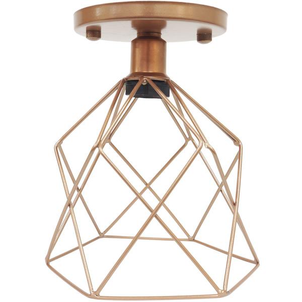 Imagem de Lustre Teto Plafon Industrial Aramado Cálice Retrô Luminária Vintage Cobre Rose Gold Agp Ilumini