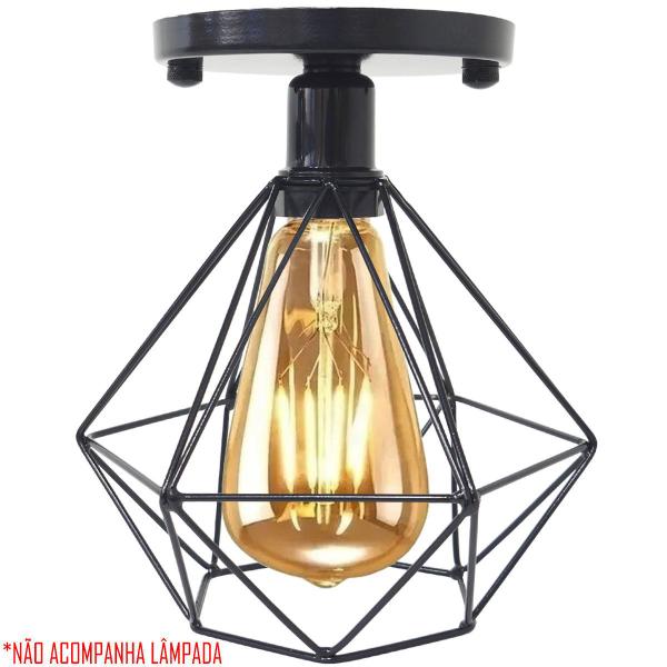 Imagem de Lustre Teto Plafon Industrial Aramado Diamante Retrô Luminária Sobrepor Vintage Agp Ilumini