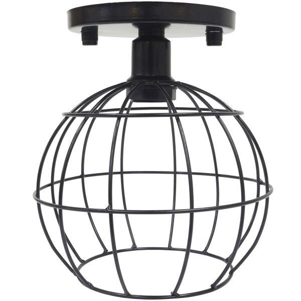 Imagem de Lustre Teto Plafon Industrial Aramado Globo Retrô Luminária Sobrepor Vintage Preto Agp Ilumini