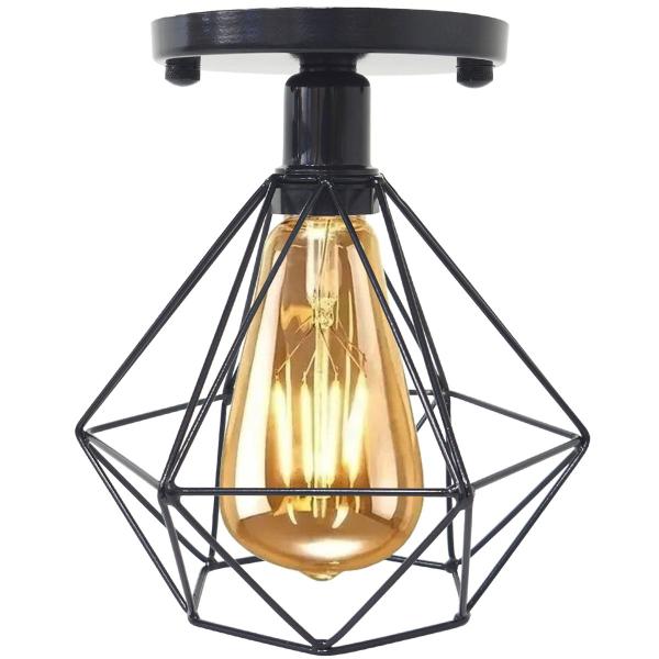 Imagem de Lustre Teto Plafon + Lâmpada Led St64 Industrial Aramado Diamante Retrô Luminária Sobrepor Vintage