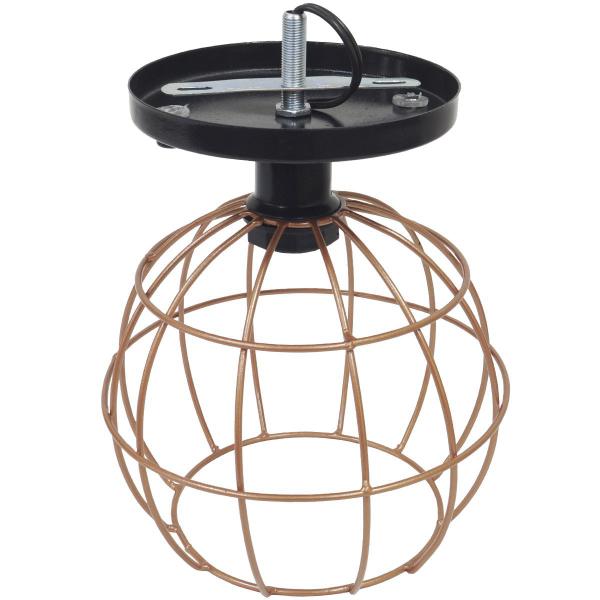 Imagem de Lustre Teto Plafon + Lâmpada Led St64 Industrial Aramado Globo Retrô Luminária Sobrepor Vintage