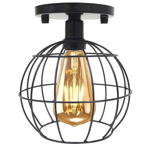 Imagem de Lustre Teto Plafon + Lâmpada Led St64 Industrial Aramado Globo Retrô Luminária Sobrepor Vintage