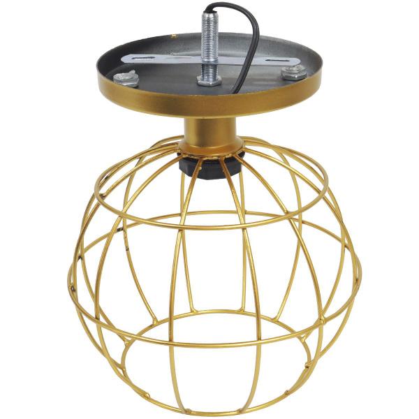 Imagem de Lustre Teto Plafon + Lâmpada Led St64 Industrial Aramado Globo Retrô Luminária Vintage Dourado