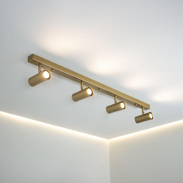 Imagem de Lustre Trilho Perfil 1 Metro com 4 Spots Articulável Dourado 190/4