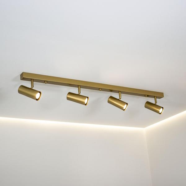 Imagem de Lustre Trilho Perfil 1 Metro com 4 Spots Articulável Dourado 190/4