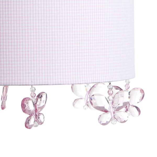 Imagem de Lustre Tubular Borboleta Rosa Quarto Bebê Infantil Menina