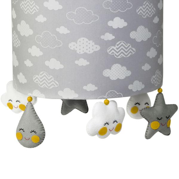 Imagem de Lustre Tubular Chuva De Amor Cinza Quarto Bebê Infantil