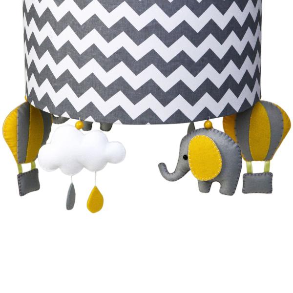 Imagem de Lustre Tubular Elefante Cinza Quarto Bebê Infantil