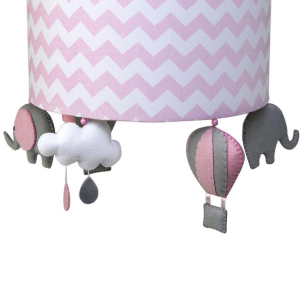 Imagem de Lustre Tubular Elefante Rosa Quarto Bebê Infantil Menina