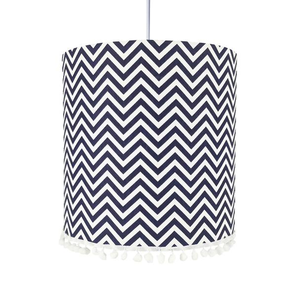 Imagem de Lustre Tubular Pompom Chevron Marinho Quarto Bebê Infantil Menino Menina