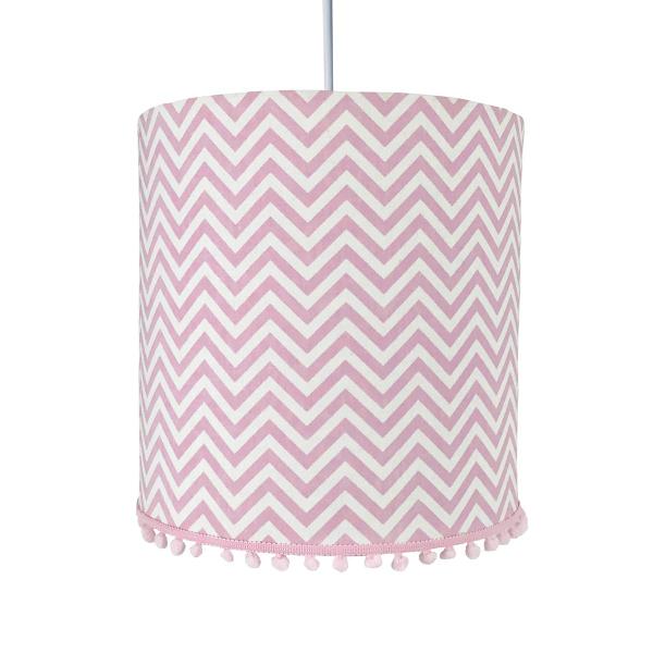 Imagem de Lustre Tubular Pompom Chevron Rosa Quarto Bebê Infantil