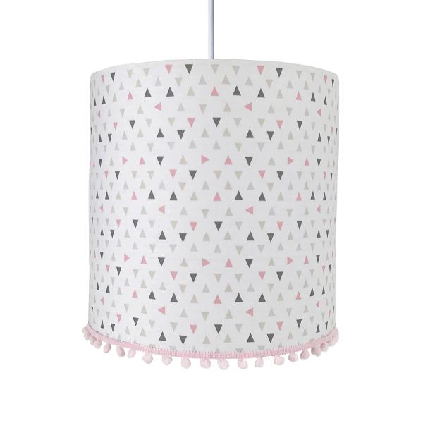 Imagem de Lustre Tubular Pompom Triângulos Rosa Quarto Bebê Infantil