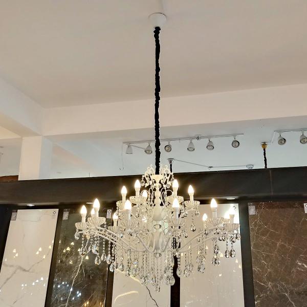 Imagem de Lustre Tupiara Samara 18  Branco acos C/cristais 8 2318  Branco  Ct