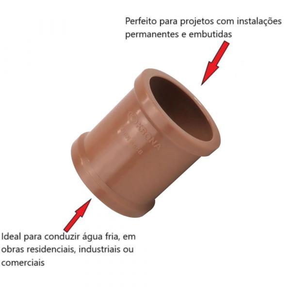 Imagem de Luva 3/4 Krona 25mm Soldável Marrom 8 Peças PVC De Correr