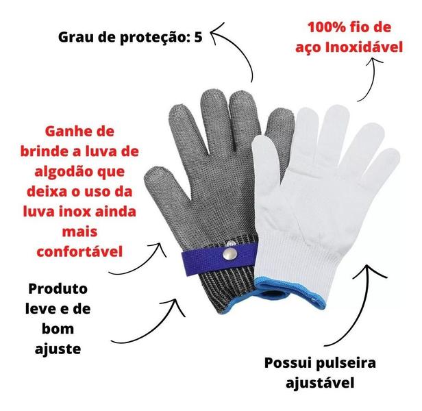 Luva Açougueiro Malha De Aço Inox Anti Corte Profissional - luva de aço luva de malha de aço luva de aco Imagem de Luva Açougueiro Malha De Aço Inox Anti Corte Profissional