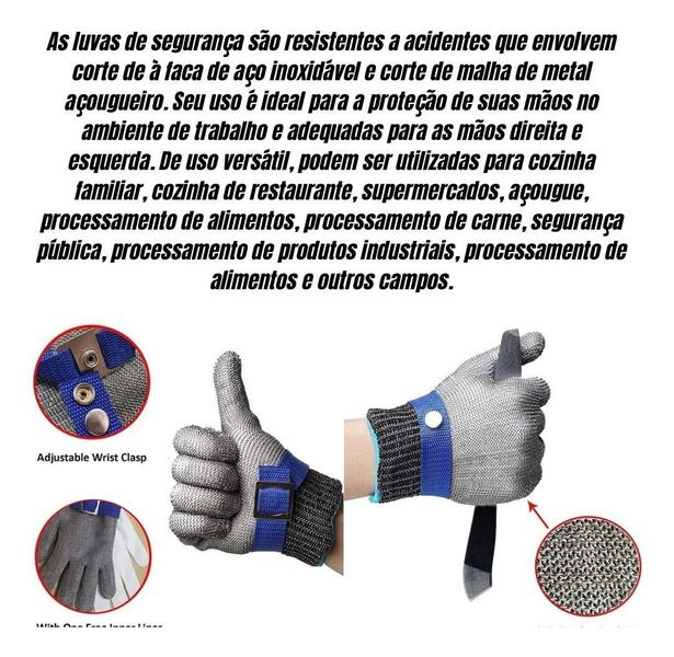 Luva Açougueiro Malha De Aço Inox Anti Corte Profissional - luva de aço luva de malha de aço luva de aco Imagem de Luva Açougueiro Malha De Aço Inox Anti Corte Profissional