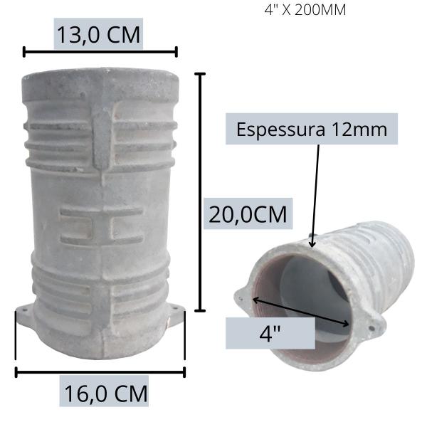 Imagem de Luva Adaptador Para Caixa D' Água De Concreto 4" x 200mm De Ferro Galvanizado