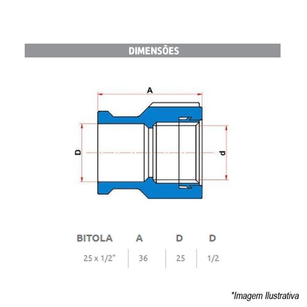 Imagem de Luva Azul Soldável x Rosca c Bucha Latão 25 x 1/2 multilit