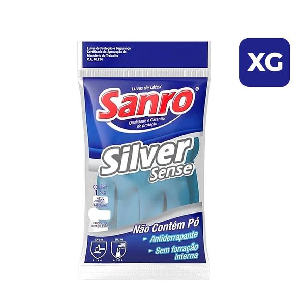 Imagem de Luva Borracha natural de látex Azul Silver (XG) Sanro