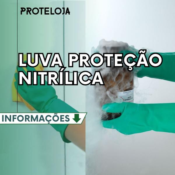 Imagem de Luva Borracha Nitrílica Verde Limpeza Pesada Produto Químico