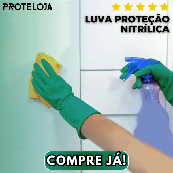 Imagem de Luva Borracha Nitrílica Verde Limpeza Pesada Produto Químico